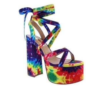 Beautiful tie dye platform heels
